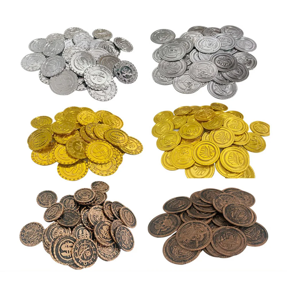 Arcade Game Coin - 100/200PCS Plastica Pirata Oro Argento Moneta